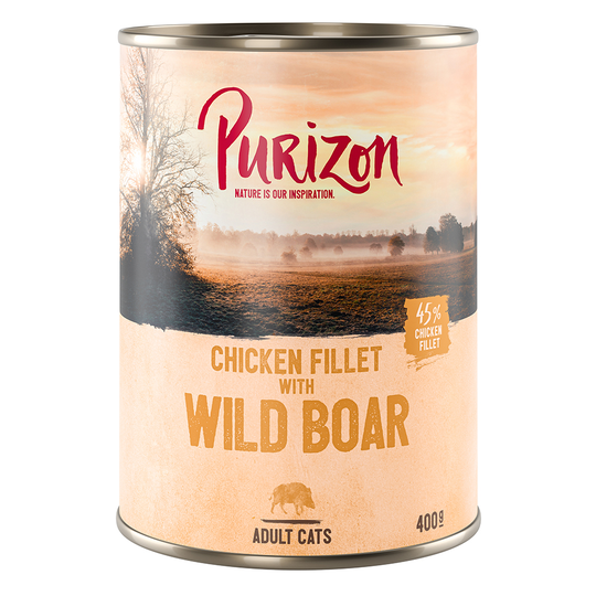 Purizon Adult - Grain Free 24 x 400 g - Kycklingfilé med vildsvin