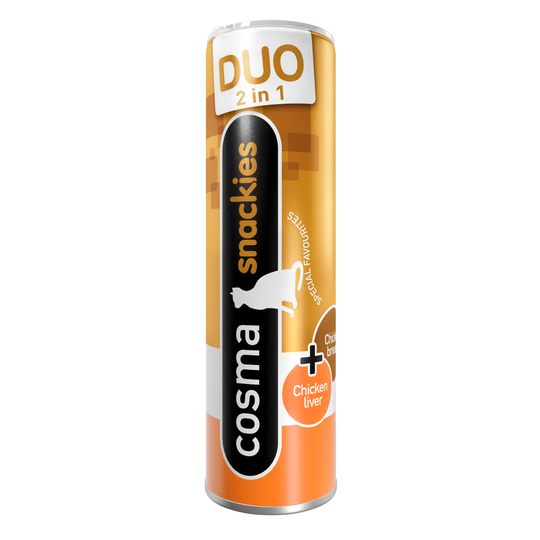 Cosma Snackies DUO 2 in 1 - frystorkat kattgodis - Kycklingbröst & kycklinglever 28 g