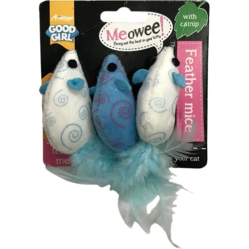 Meowee Feather Mice - Kattleksak, 7 cm