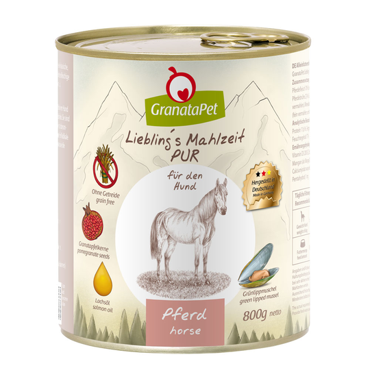 GranataPet Liebling's Mahlzeit PUR med hästkött - Ekonomipack: 24 x 800 g