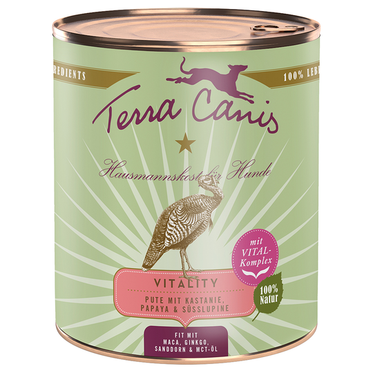 Sparpaket Terra Canis Vitality Menu 12 x 800 g - Kalkon med kastanjer, papaya & lupin