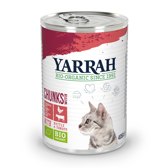 Ekonomipack: Yarrah Organic Chunks 24 x 405 g - Eko-kyckling + Eko-kyckling & eko-nötkött