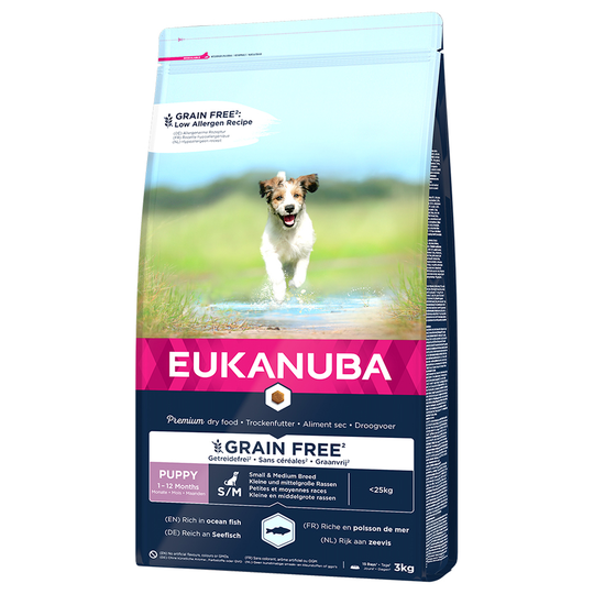 Eukanuba Grain Free Puppy Small / Medium Breed Salmon - Ekonomipack: 2 x 3 kg