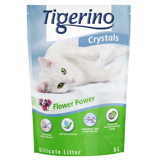 Kanonpris på 3 x 5 l Tigerino Crystals kattsand! - Crystals Flower Power