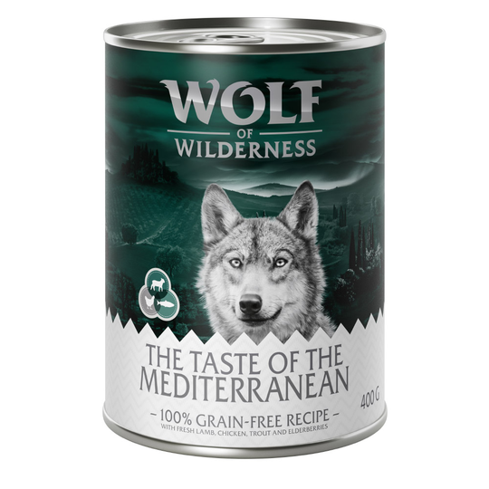 Sparpris! 24 x 400 g Wolf of Wilderness våtfoder - The Taste Of The Mediterranean