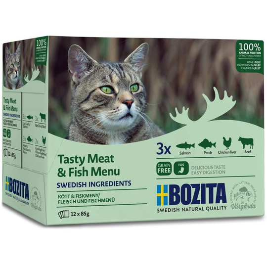 Bozita Kött & Fisk i gelé Mutlipack 12x85 g