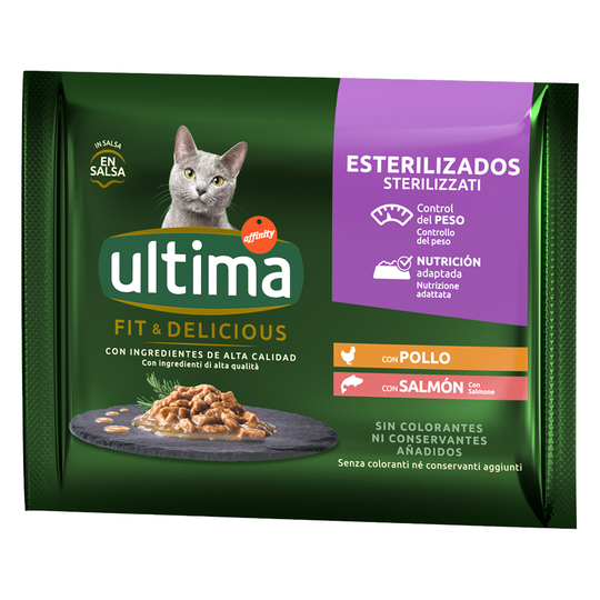Ekonomipack: Ultima Cat Sterilized 96 x 85 g - Kyckling & lax
