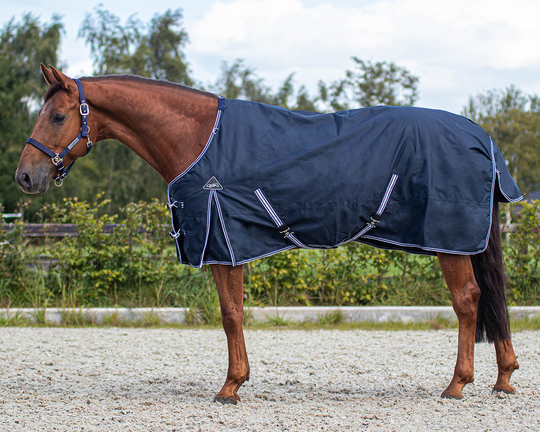 QHP Turnout Luxury Utetäcke 100 g - Navy (155 cm)