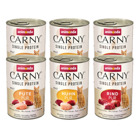 Provpack: Animonda Carny Single Protein Adult 6 x 400 g - 3 sorter