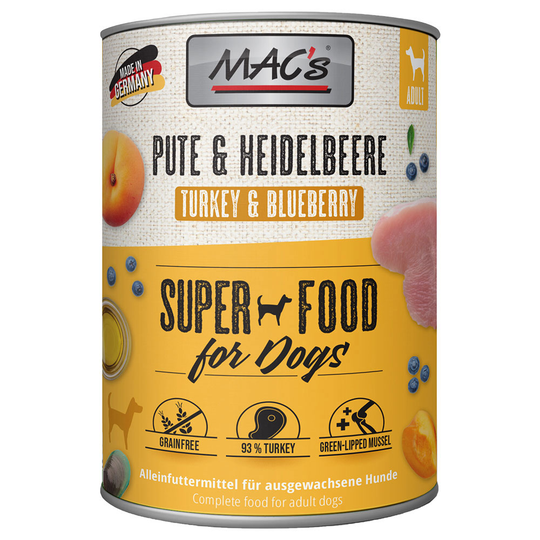 Ekonomipack: MAC's Adult 12 x 800 g - Kalkon & blåbär