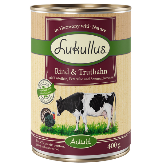 Lukullus Nötkött & kalkon - 6 x 400 g