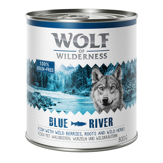 Ekonomipack: Wolf of Wilderness 12 x 800 g NY! Blue River - Fish