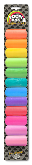 Bajspåse poopidog rainbow karta mix färg 12x15 påsar