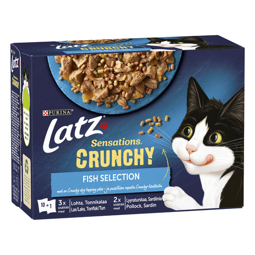 Sensations Crunchy Fish Selection Våtfoder I Gelé till Katt - 10 x 85 g + topping