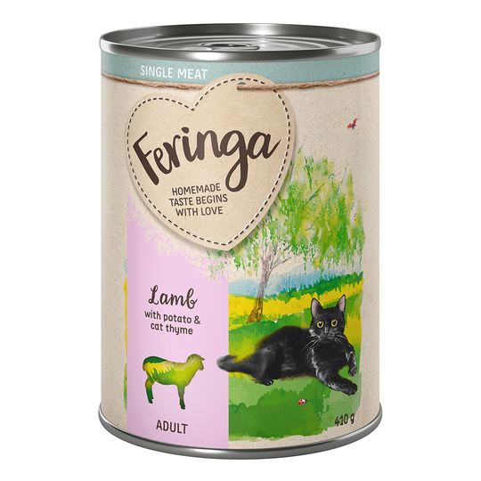 Ekonomipack: Feringa Single Meat Menu 12 x 410 g - Lamm med potatis & kattgamander