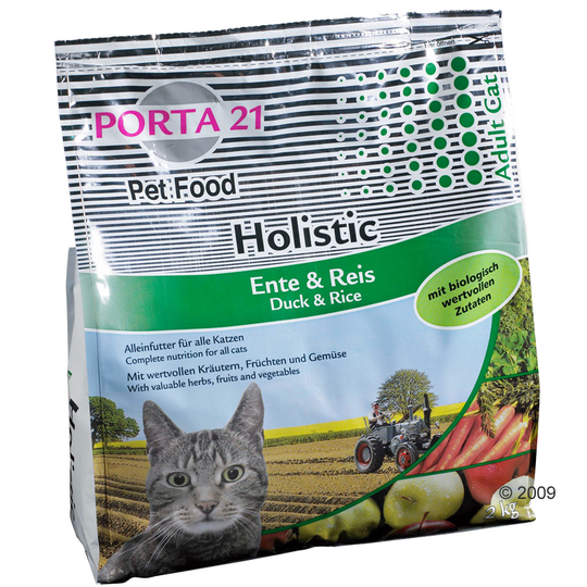 Ekonomipack: 2 x 10 kg Porta 21 torrfoder för katter - Holistic Cat anka & ris