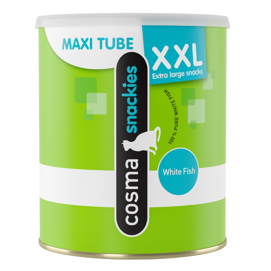 Ekonomipack: Cosma Snackies XXL Maxi Tube frystorkat kattgodis - 3 x vitfisk (330 g)