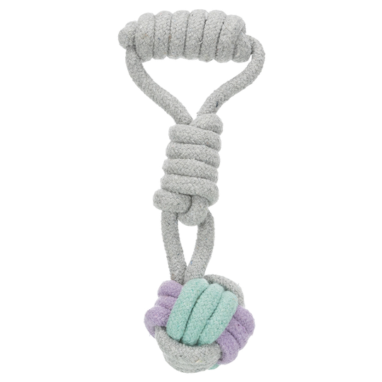 Trixie Junior Knot Ball av rep med kastslinga - Ø 6 cm, ca 23 cm lång