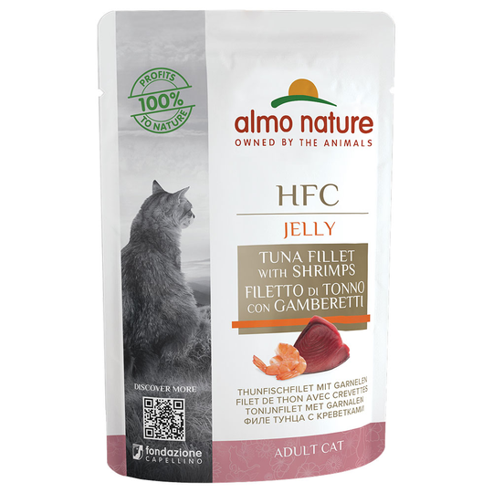 Almo Nature HFC Jelly Pouch 6 x 55 g - Tonfiskfilé & räkor