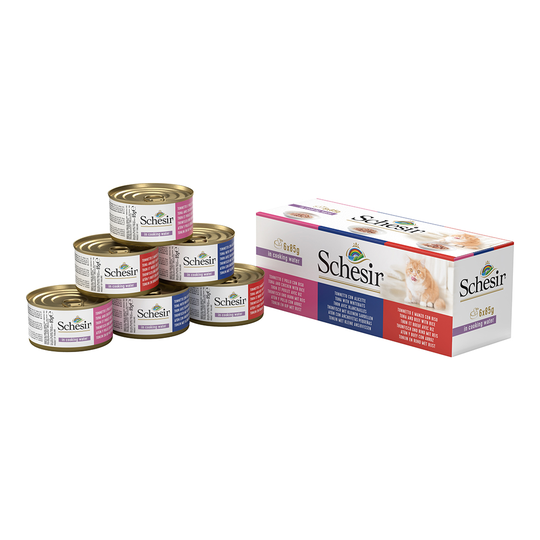 Blandpack: Schesir Natural med ris 6 x 85 g - 3 sorter