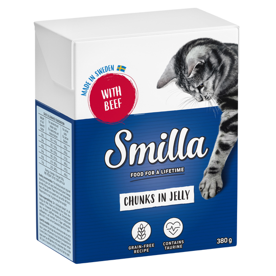 Blandpack: Smilla Chunks i sås eller gelé 12 x 370 / 380 g Blandpack i sås: Kyckling, Nötkött, Kycklinglever