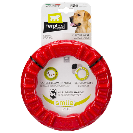 Ferplast Smile tuggring, röd - Stl. L: Ø 20 x H 3,9 cm