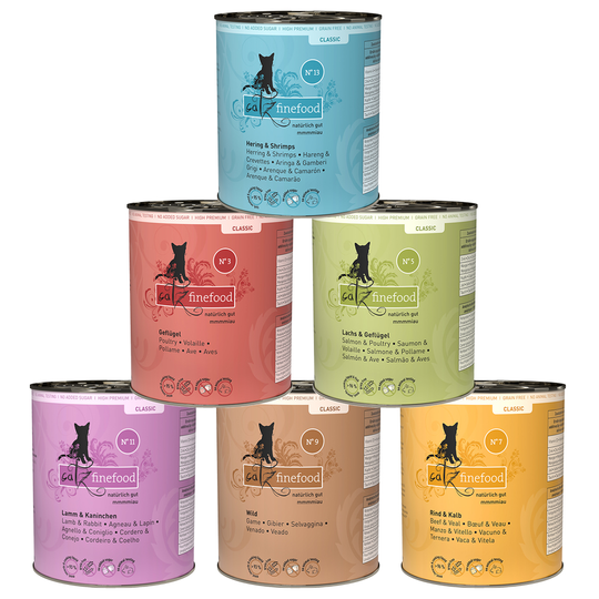 Ekonomipack: catz finefood på burk 24 x 800 g - Blandpack: 6 sorter