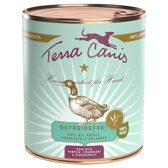 Terra Canis spannmålsfritt 6 x 800 g Anka med pumpa, jordgubbar & fläder