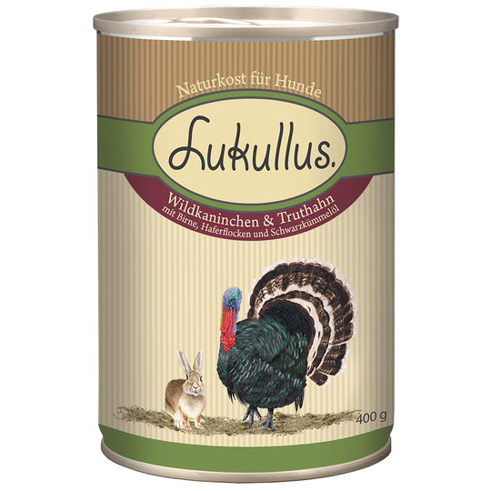 Ekonomipack: Lukullus 12 x 400 g - Vildkanin & kalkon