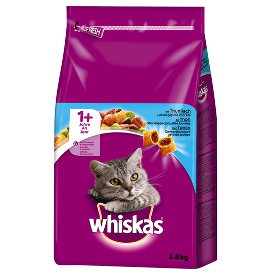 Blandpack: Whiskas 1+ 2 x 3,8 kg - Kyckling + Tonfisk
