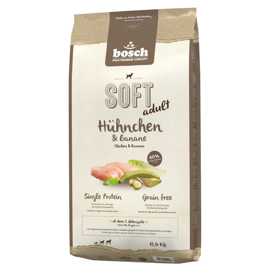 Provpack: bosch Soft 2 sorter till sparpris! - 2 x 12,5 kg (Kyckling & banan + Anka & potatis)