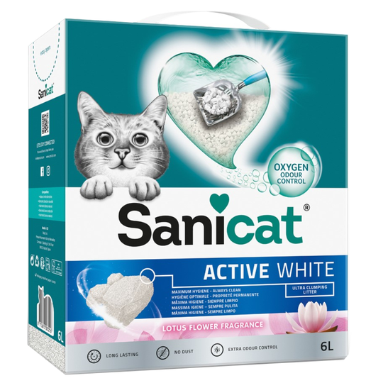 Ekonomipack: Sanicat kattsand - Active White Lotus Flower (3 x 6 l)
