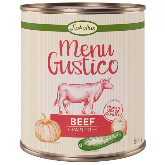 Ekonomipack: Lukullus Menu Gustico 24 x 800 g - Nötkött med pumpa, äpple & oregano