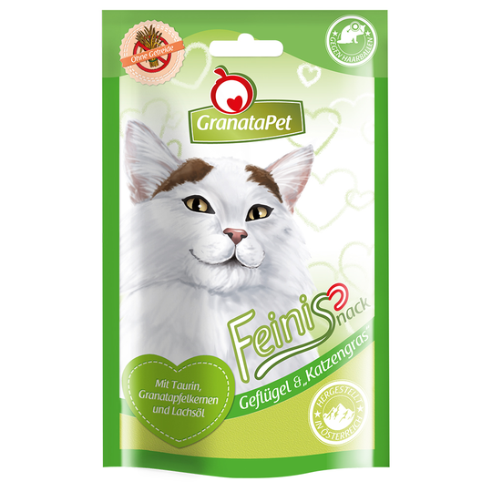 Ekonomipack: 3 x 50 g GranataPet Feini kattgodis - Fjäderfä & kattgräs (3 x 50 g)