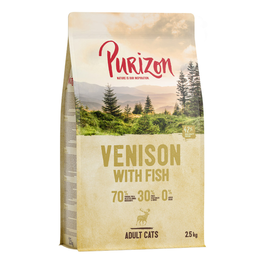 2,5 kg till extra lågt sparpris! Purizon torrfoder katt - Adult Deer & Fish