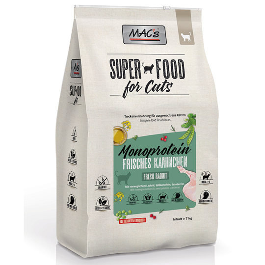 Ekonomipack: 2 x 7 kg MAC's Superfood for Cats torrfoder - Adult Monoprotein Kanin