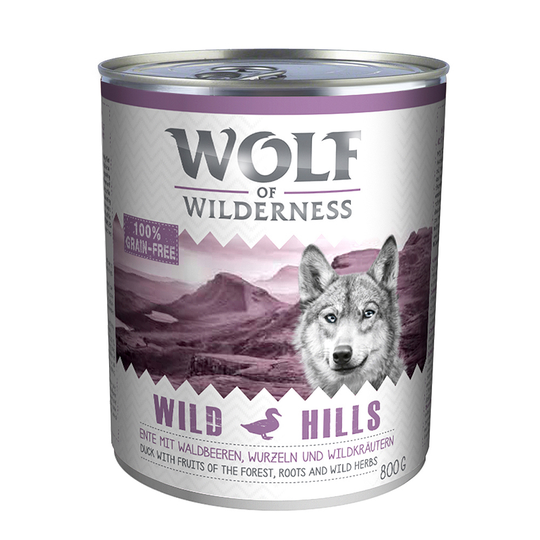 Ekonomipack: Wolf of Wilderness 12 x 800 g - Wild Hills - Duck