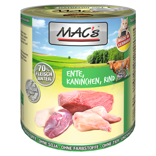 MAC's Cat kattfoder 6 x 800 g - Anka, kanin & nötkött