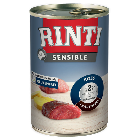 Ekonomipack: RINTI Sensible 24 x 400 g - Häst, kycklinglever & potatis