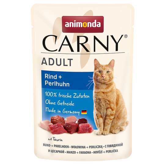 Animonda Carny Pouch 12 x 85 g - Nötkött & pärlhöna