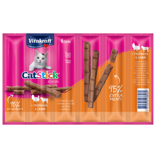 Vitakraft Cat Stick Mini Ekonomipack: 24 x 6 g Kalkon & lamm