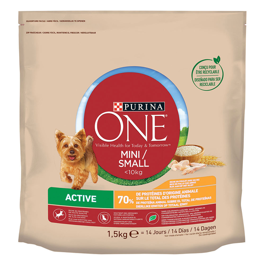 Purina One Mini Active Chicken & Rice - Ekonomipack: 18 kg (12 x 1,5 kg)