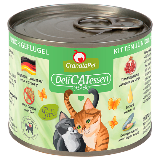 Ekonomipack: GranataPet DeliCatessen 12 x 200 g - Kitten fågel