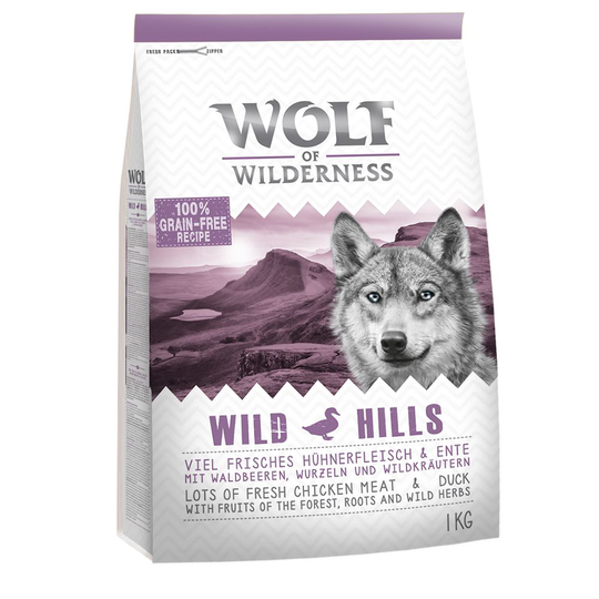 1 kg Wolf of Wilderness till sparpris! - Adult Wild Hills - Duck