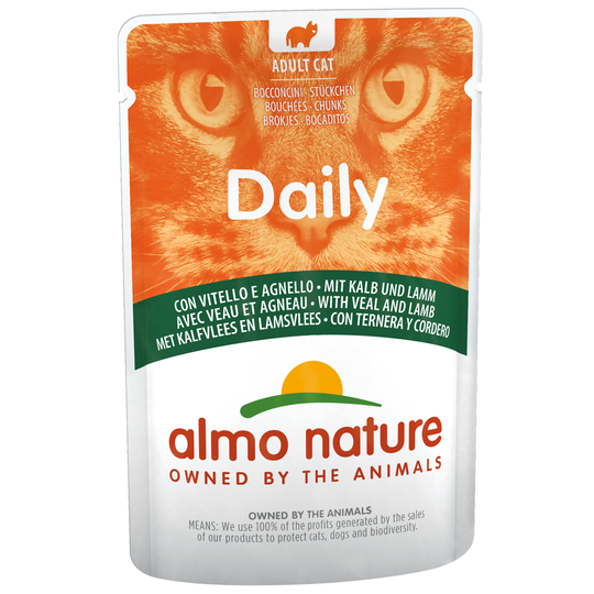 Almo Nature Daily Menu Pouch 6 x 70 g - Kalv och lamm