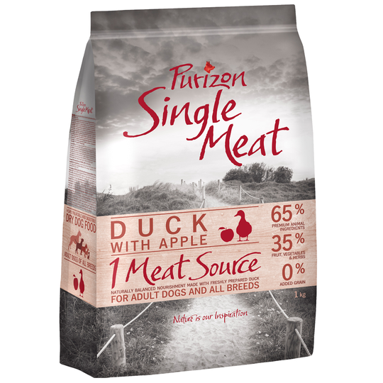 Blandat provpack: 2 x 1 kg Purizon Single Meat hundfoder - Chicken & Pumpkin + Duck & Apple