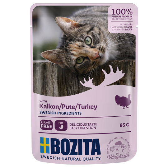 Bozita bitar i sås Pouch 12 x 85 g - Kalkon